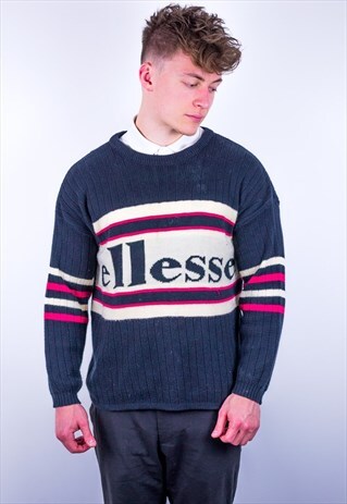 VINTAGE ELLESSE STRIPED SPELL OUT JUMPER