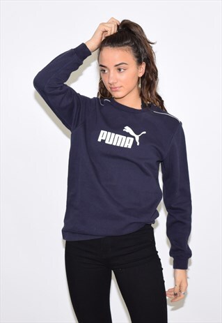 VINTAGE 90S DARK BLUE PUMA SWEATSHIRT JUMPER