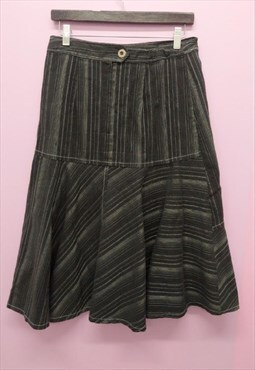 y2k midi skirt with pinstripe detail and faux back pocket