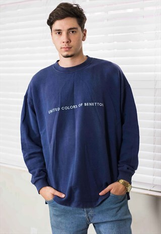 VINTAGE UNITED COLORS OF BENETTON SWEATSHIRT LOGO XL 18.5