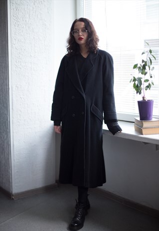 VINTAGE 60'S BLACK DOUBLE BREASTED COAT