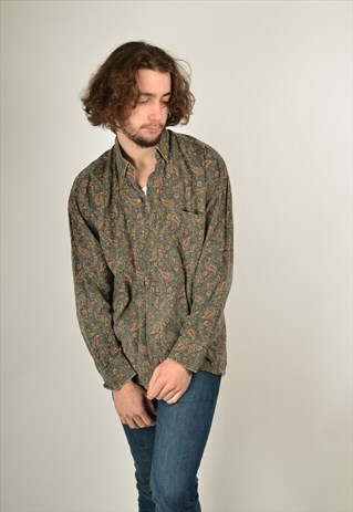 VINTAGE ABSTRACT CRAZY PATTERNED SHIRT LONG SLEEVE