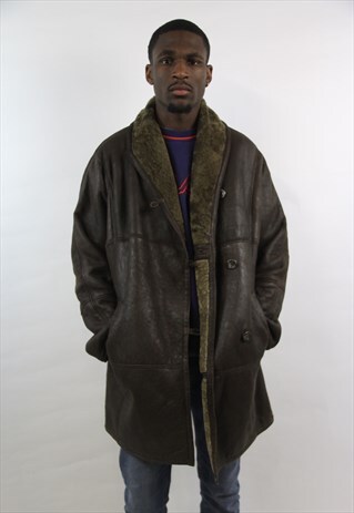 VINTAGE LEATHER SOFT SHEEPSKIN LINED COAT