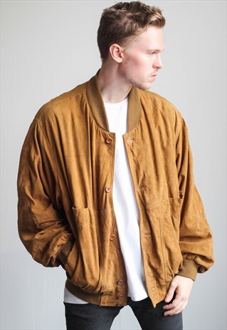 VINTAGE OVERSIZED SUEDE BOMBER JACKET