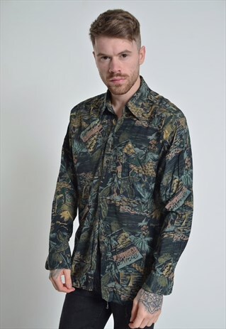 VINTAGE ABSTRACT CRAZY PATTERNED SHIRT
