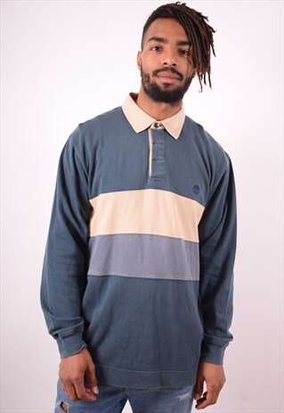TIMBERLAND MENS VINTAGE SWEATSHIRT JUMPER LARGE BLUE 90S