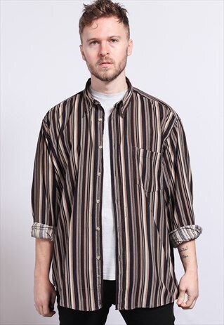VINTAGE CORDUROY CORD STRIPED SHIRT