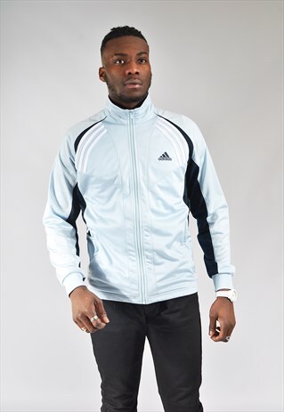 VINTAGE ADIDAS LIGHT BLUE TRACK TOP JACKET