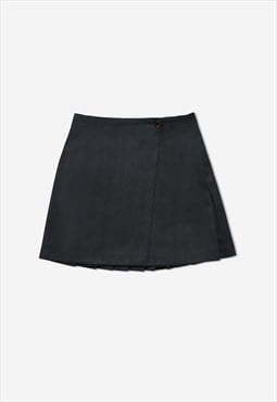 Vintage grey pleated mini wrap skirt 