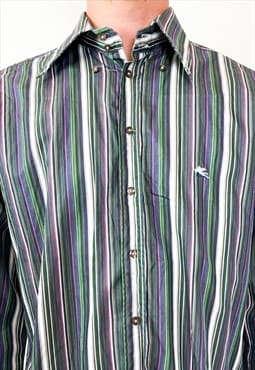 Vintage y2k stripes blue long sleeved shirt 