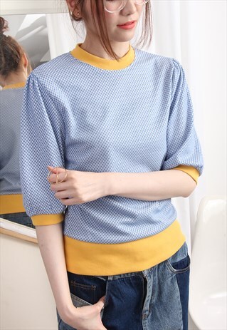 (KOREAN) MINI MONOTONE GEOMETRIC JERSEY TOP