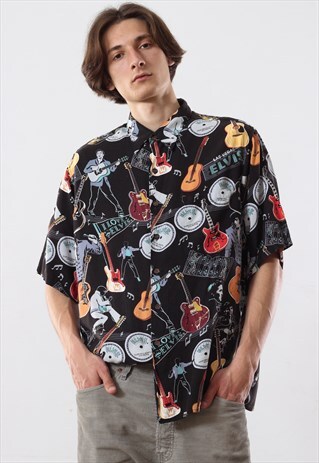 VINTAGE MENS ELVIS PRESLEY HAWAIIAN ALOHA SHORT SLEEVE SHIRT