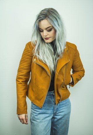 PREMIUM MUSTARD LEATHER BIKER JACKET