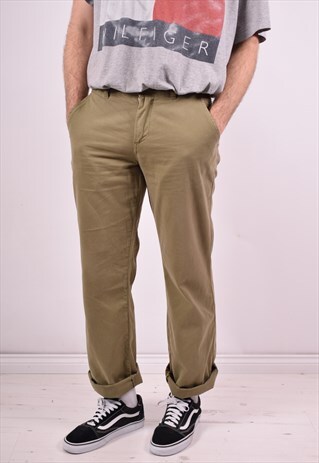SERGIO TACCHINI MENS VINTAGE TROUSERS W32 L32 KHAKI 90'S