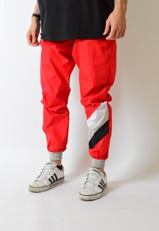 VINTAGE 90S RED STRIPED LIGHTWEIGHT SWEATPANTS