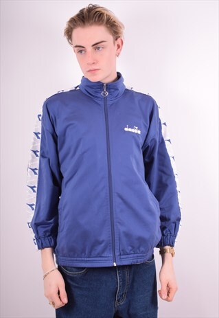 DIADORA MENS VINTAGE TRACKSUIT TOP JACKET MEDIUM PURPLE 90'S