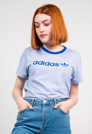 VINTAGE 90'S BLUE STRIPED ADIDAS TEE