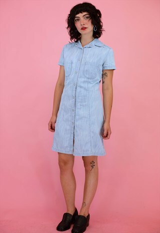 VINTAGE LIGHTWASH MINI DENIM SHIRT DRESS