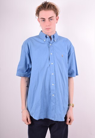 RALPH LAUREN MENS VINTAGE SHIRT LARGE BLUE 90'S