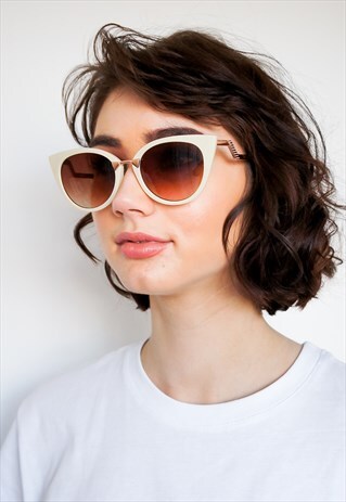 CREAM RETRO SUNGLASSES