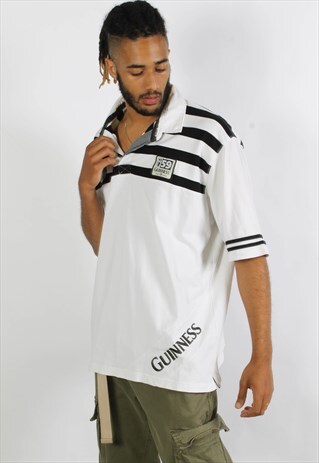 VINTAGE GUINESS RUGBY SHIRT JERSEY WHITE