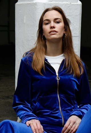 ELECTRIC BLUE VELVET HOODIE