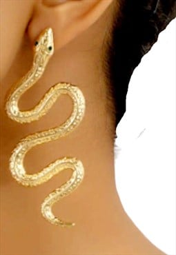 Egyptian Revival Snake Gold Earrings