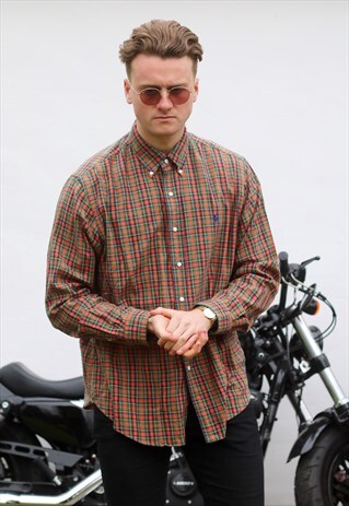 RALPH LAUREN USA PUMPKIN PLAID CASHMERE BLEND SHIRT