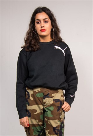 90'S VINTAGE BLACK PUMA SWEATSHIRT JUMPER