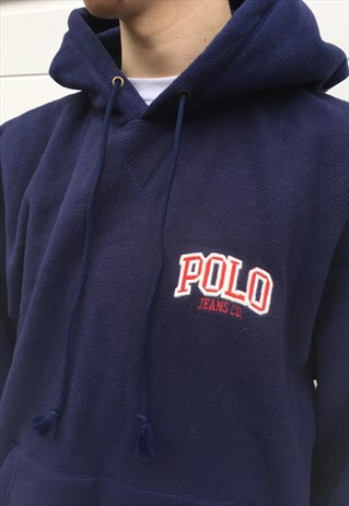 MENS RALPH LAUREN HOODIE BLUE POLO JEANS FLEECE JUMPER