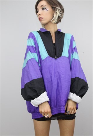 VINTAGE 80S 90S OVERSIZED 1/4 ZIP PULL OVER FESTIVAL JACKET