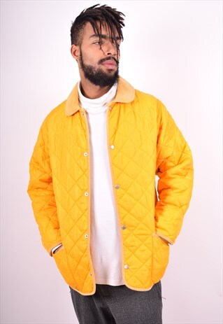 HENRY LLOYD MENS VINTAGE QUILTED JACKET SMALL YELLOW 90'S