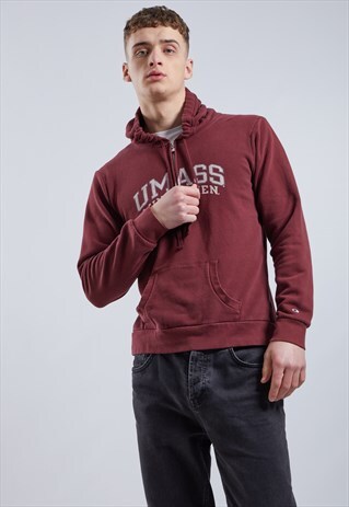 VINTAGE CHAMPION UNIVERSITY OF MASSACHUSETTS 1/4 ZIP HOODIE