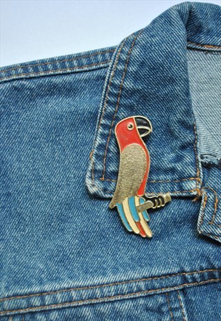 80S VINTAGE MULTICOLOR PARROT BIRD PIN