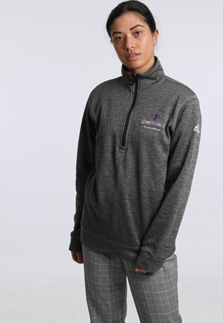 90S ADIDAS PRINT LOGO 1/4 ZIP SWEATSHIRT