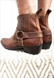 VINTAGE BROWN GENUINE LEATHER COWBOY WESTERN BOOTS SHOES