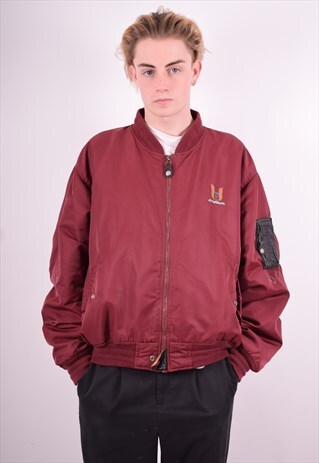 MENS VINTAGE BOMBER JACKET XXL MAROON 90'S