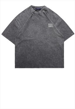 Money slogan t-shirt vintage wash tee in acid grey