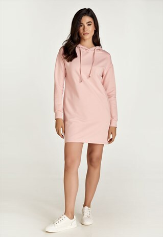 PINK HOODED MINI DRESS