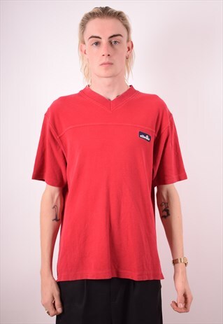 ELLESSE MENS VNTAGE T-SHIRT TOP LARGE RED 90S