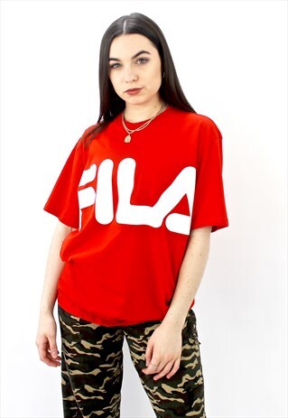 90'S RETRO RED & WHITE OVERSIZED SPELL-OUT T-SHIRT