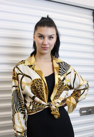 RARE SILK BAROQUE ANIMAL EQUESTRIAN SHIRT BLOUSE