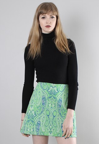 VINTAGE 60S NEON PAISLEY PATTERNED MINI SKIRT