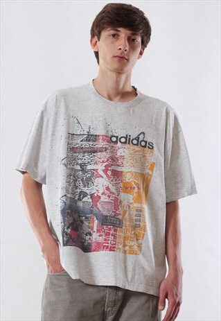 VINTAGE ADIDAS GERMANY FOOTBALL GRAPHIC TEE 90S GREY