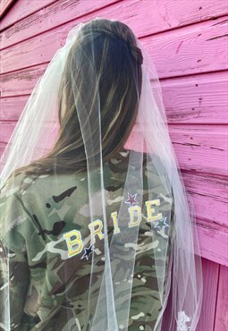 Vintage Upcycled British Army Bride Hen Party Camo Shirt