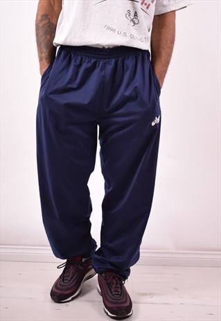 ASICS MENS VINTAGE TRACKSUIT TROUSERS XL BLUE 90S