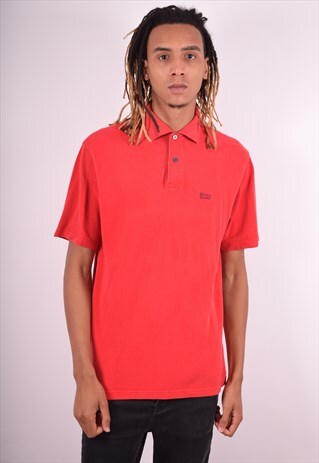 HUGO BOSS MENS VINTAGE POLO SHIRT XL RED 90S