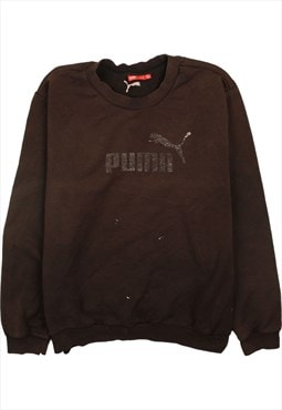 Vintage 90's Puma Sweatshirt Spellout Crew Neck Brown XLarge