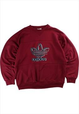Vintage 90's Adidas Sweatshirt Crewneck Spellout Burgundy