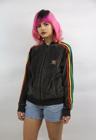 VINTAGE 90'S ADIDAS GREY VELOUR JACKET